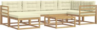vidaXL Conjunto De Sof&aacute;s De Exterior 7 Uds. Blanco Y Crema Vidaxl