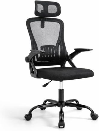 100% Silla De Oficina Ergon&oacute;mica Con Reposacabezas Ajustable Y Soporte Lumbar