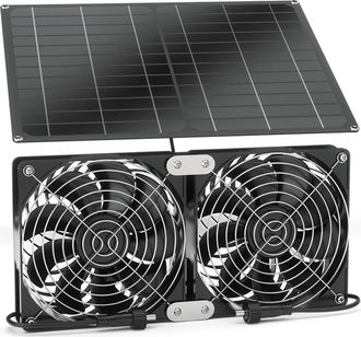 OEM Ventilador Solar De 15 W, Panel Solar Impermeable Y Kit De Doble Ventilador, Apto Para Invernaderos Y Gallineros Exteriores
