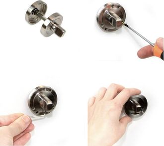 Emuca Emuca - Lote De 5 Condenas Con Roseta Redonda Para Puertas De Interior, Di&aacute;metro 50mm, Zamak, N&iacute;quel Satinado