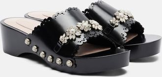 Simone Rocha Embellished leather clogs