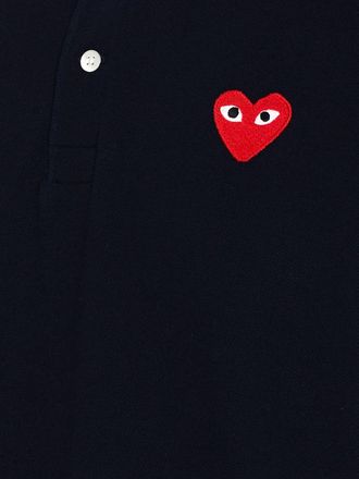 Comme Des Gar&ccedil;ons Red Heart-Embroidered Cotton Polo - Navy