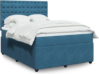 vidaXL Vidaxl - Cama Box Spring Con Colch&oacute;n Terciopelo Azul 140x190 Cm