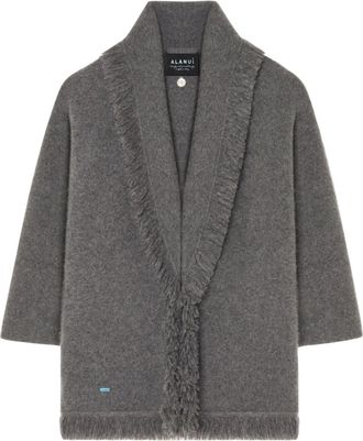 Alanui fringed-edge cashmere-blend cardigan - women - Silk/Cashmere/Polyester - M - Grey