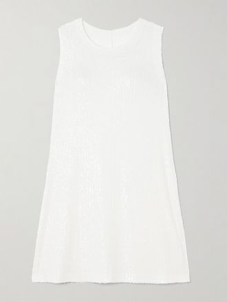 Norma Kamali Abito Mini In Jersey Con Paillettes - Bianco