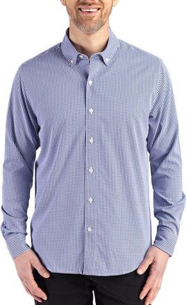 Cutter & Buck Skyline Epic Confidence Check Stretch Button-Down Shirt in Tour Blue/white at Nordstrom, Size 2Xlt