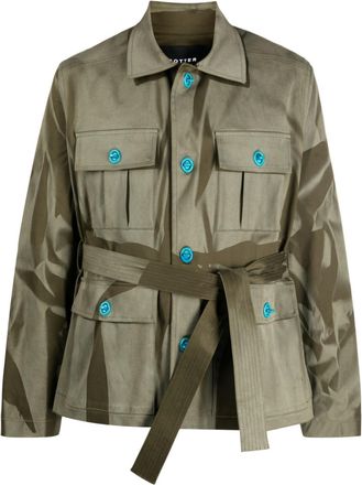 Botter abstract-print belted jacket - men - Spandex/Elastane/Cotton - 46 - Green