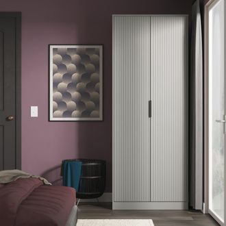 Lewis's Fluted Double Wardrobe in Dusk Grey - Ready Assembled - Lewiss Home | TJ Hughes