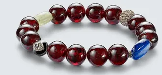 Ileana Makri Sterling silver beaded bracelet with gemstones