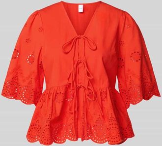 Vero Moda Regular Fit Bluse mit Lochstickereien Modell Cornelia in Rot, Gr&ouml;&szlig;e 34