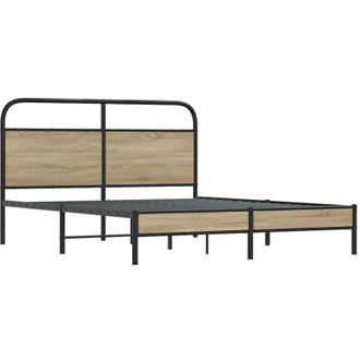 vidaXL Vidaxl - Bed Frame Without Mattress 160x200 cm Smoked Oak Engineered Wood