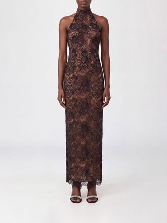Rotate Abito midi a tubino slim fit in pizzo con scollo allamericana