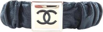Chanel Pre-owned Shush Coco Mark Lamsskin Haarstrik - Dames - Vintage Accessoires - Zwart - ONE Size - Leer - Vintage