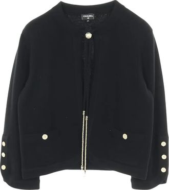 Chanel 1986-1988 long-sleeve buttoned cardigan - Black