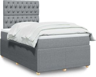 vidaXL Vidaxl - Cama Box Spring Con Colch&oacute;n Tela Gris Claro 120x190 Cm
