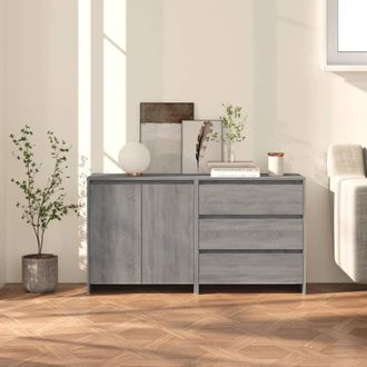 vidaXL Vidaxl - Aparador De 2 Piezas Madera Manufacturada Gris Sonoma