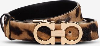 Ferragamo Lederg&uuml;rtel aus Fohlenleder mit Gancini Tiermuster