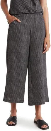Max Studio Pull-On Crop Wide Leg Pants in Black/Cream Stripe Dash at Nordstrom Rack, Size X-Small