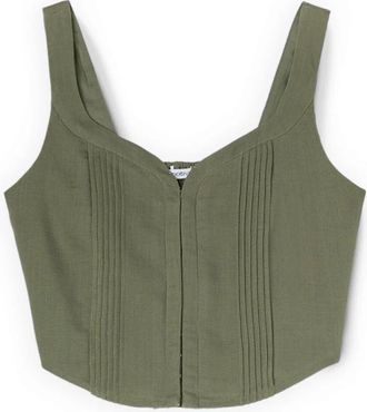 Motivi Bustiertop van Linnen Lyocell Blend - Dames - Tops zonder mouwen - Groen - L - Linnen - Tops