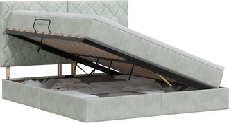 vidaXL Cama Con Almacenamiento Y Colch&oacute;n Gris Claro 140 X 190 Cm Vidaxl