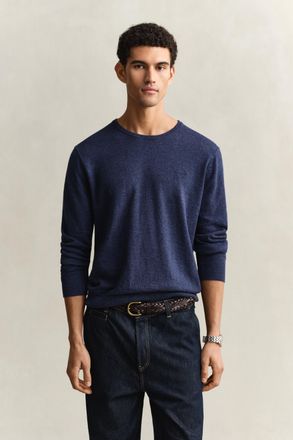 GANT Men Slub Cotton Blend Sweater (XXXL) DARK INDIGO MELANGE