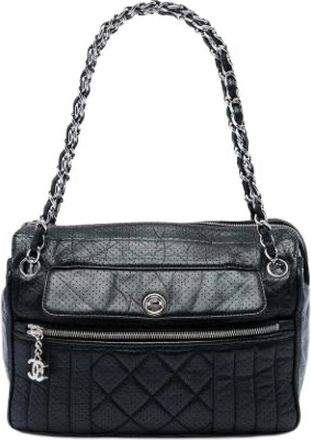 Chanel Pre-owned Perforated Shoulder Bag (Vintage) - Dames - Vintage Schoudertas - Zwart - ONE Size - Leer - Vintage