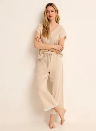 Miiyu Womens Lace-accent cap sleeve T-shirt