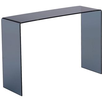 Vente-Unique Tavolino in Vetro temperato curvo e fum&eacute; Nero - ALONZO