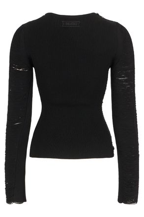 The Attico Womens Long-Sleeve Black Top Viscose Tops