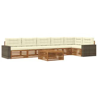 vidaXL Conjunto De Sof&aacute;s De Exterior 7 Pcs Natural Y Crema Vidaxl