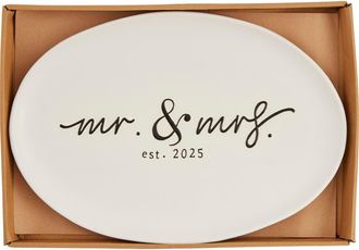 Mud Pie Mr. & Mrs. 2025 Platter in White at Nordstrom Rack