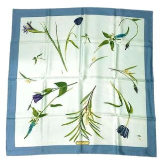 Ferragamo Pre-owned Scarves, female, Blue, Size: ONE SIZE Pre-owned Silk Scarf