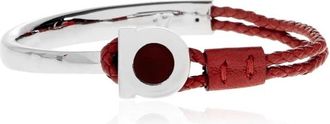 Ferragamo Armband met logo - Heren - Armbanden - Grijs - S - Leer - Accessoires