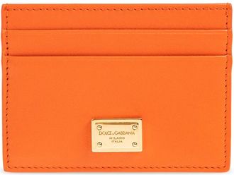 Dolce & Gabbana Kalfsleren Kaarthouder - Dames - Portefeuilles - Oranje - ONE Size - Leer - Accessoires