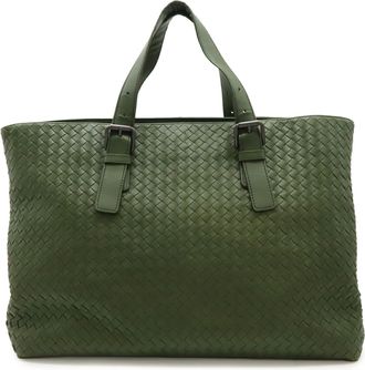 Bottega Veneta Green Khaki Intrecciato Tote Bag (Pre-Owned)