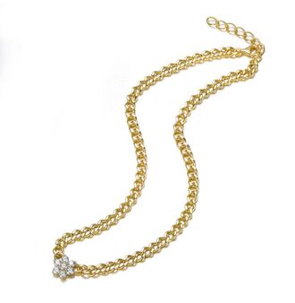 Rachel Glauber 14K Gold Plated with Clear Cubic Zirconia Flower Bloom Necklace