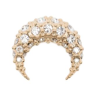 Marine Serre Accessoires, Dames, Geel, ONE Size, Rhinestone Gold Plated Moon Studs