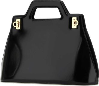 Ferragamo Womens Black Leather Wanda M Handbag Nero Borse A Mano Bag