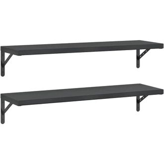 vidaXL Vidaxl - Estantes De Pared 2 Uds Acero Inoxidable Negro 100x30 Cm