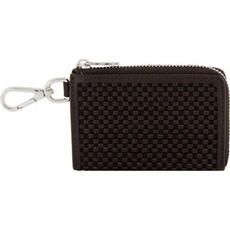 Vince Woven Zip Card Case in Cacao/Black at Nordstrom