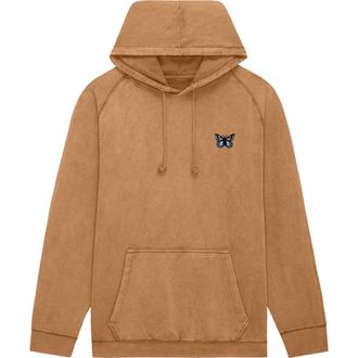 Dalix Butterfly Womens Mineral Washed Hoodie in Camel at Nordstrom, Size 3X-Large