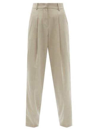 Frankie Shop Gelso Pleated Tailored Trousers - Womens - Beige - XS