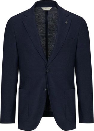Paoloni Giacca jersey lavorazione nido dape - Heren - Blazers - Blauw - XL - Wol - Jassen