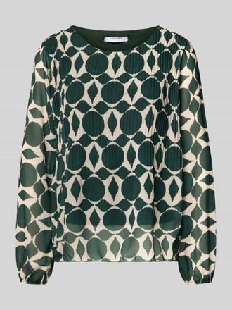 Zabaione Blusenshirt mit Rundhalsausschnitt und Plisseefalten in Dunkelgruen, Größe L