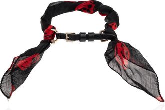 Alexander McQueen Accessoires, Dames, Zwart, ONE Size, Leer, Zijden armband met schedelmotief