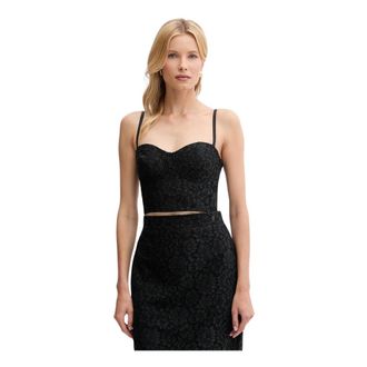 Guess Josiane kanten korset - Dames - Tops - Zwart - Maat: XS Katoen