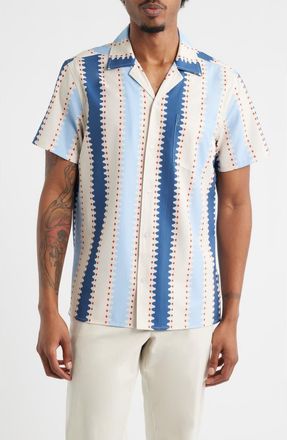 MAVRANS Strike a Match Print Weekend Camp Shirt in Blue at Nordstrom, Size Small