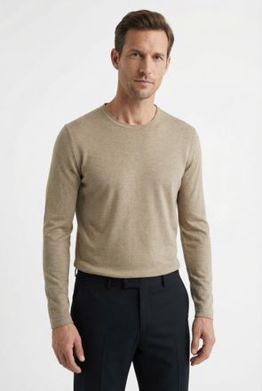 Olymp Rundhalspullover OLYMP OLYMP Strick Casual, Herren, Gr. XXL, braun (camelfarben), Obermaterial: 100% Baumwolle, schmal, Rundhals, Pullover Rundhalspul