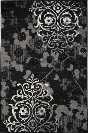Safavieh Alfombra floral glam damask de polipropileno negro/plata, 122 x 183 cm