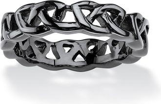 Palm Beach Jewelry Mens Black ION-Plated Stainless Steel Barbed Wire-Style Wedding Band